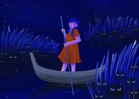 "Exploring the marshes under the stars" work by sarah chokali.